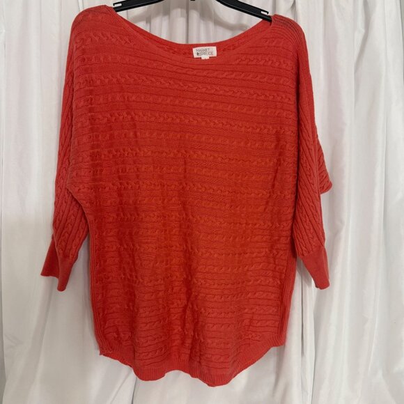 Market & Spruce Reviera Coral Cable Knit Dolman 3/4 Sweater Small - Picture 5 of 9